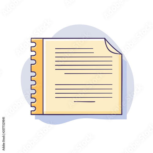 Flat vector illustration of a spiral notebook with lined paper