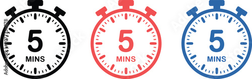 Tableau sur toile 5 Minutes Timer Stopwatch Countdown Icon Vector Set
