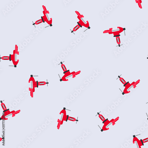 Foto pattern red bench vice clamping a metal workpiece on white background, symbolizi
