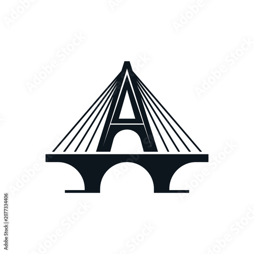 Black bridge logo forming letter A.