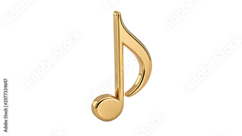 Tableau sur toile Shiny golden metallic eighth musical note symbol icon isolated on transparent ba