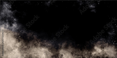 Foto Dark smoky and dusty texture background with light on the bottom side and dark on top side, abstract and grungy