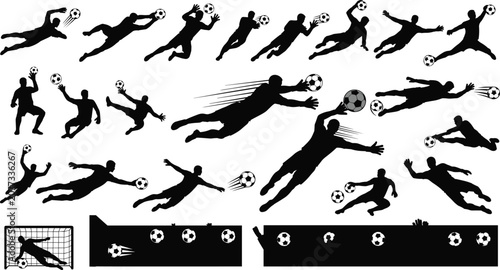 Tableau sur toile Soccer goalkeeper silhouette vector elements collection with football goalkeeper