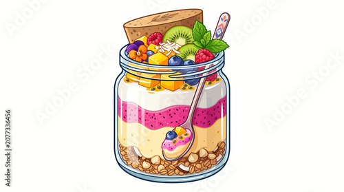 Colorful dessert in a jar.