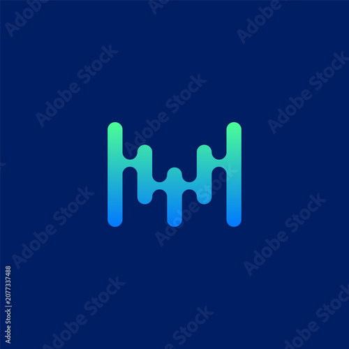 M initial logo with blue and green gradient.