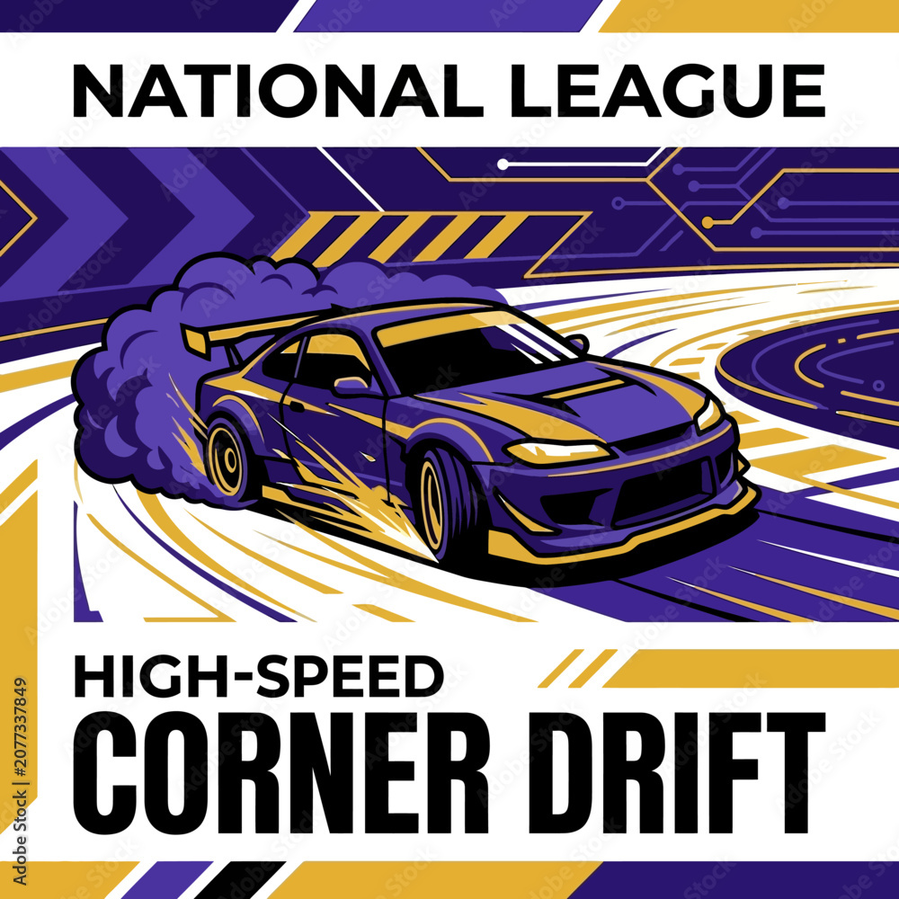 Fototapeta premium National League High Speed Corner Drift Sports Car