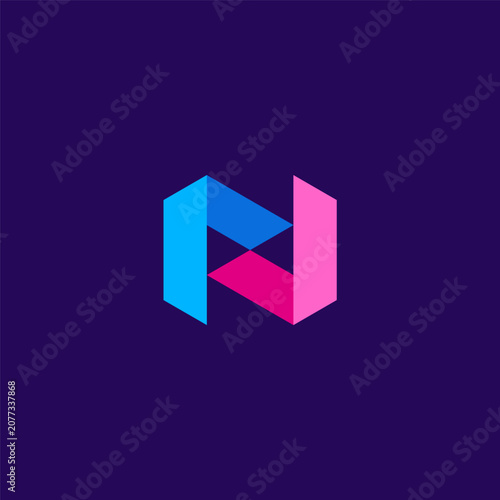 N initial logo with folding accent