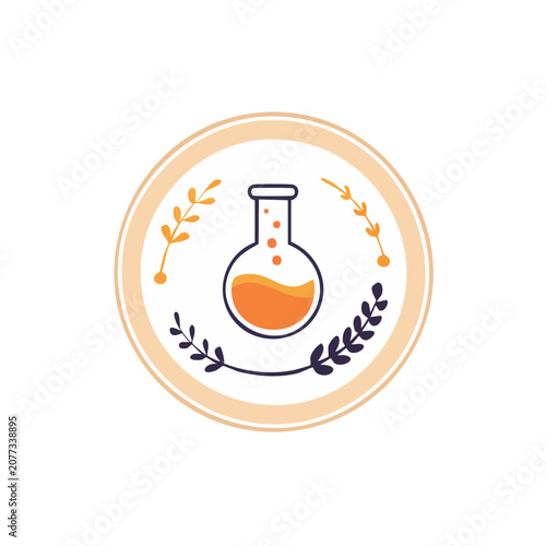 Laboratory Flask with Laurel Wreath Badge