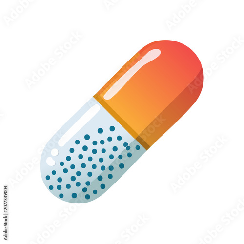 Red and blue capsule pill vector icon