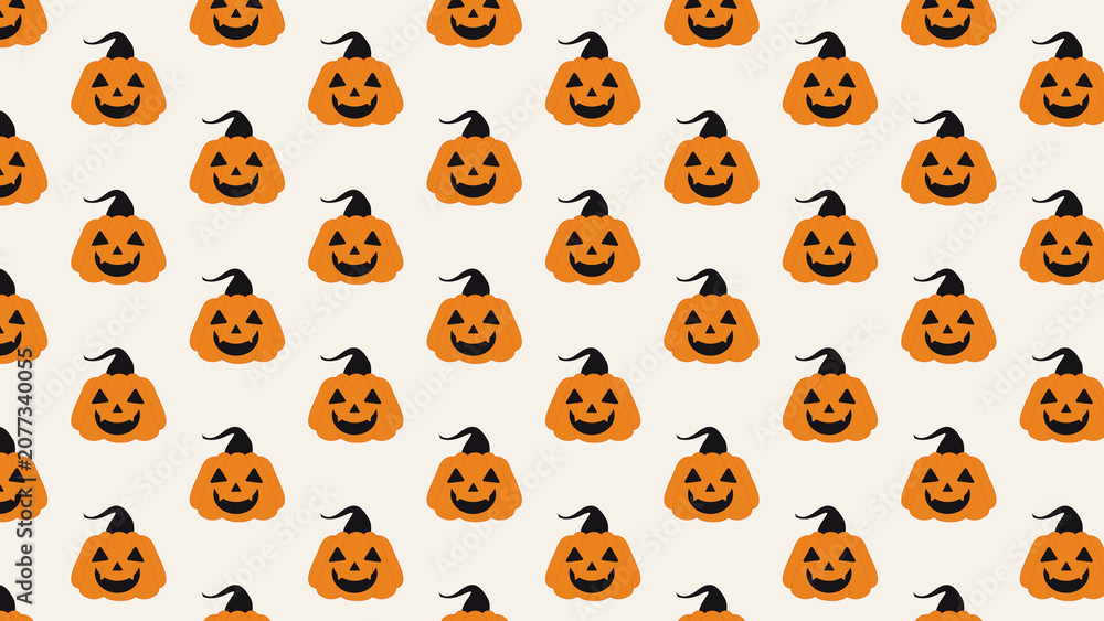 Fototapeta premium Smile Jack o Lantern Halloween Beige Wallpaper Background