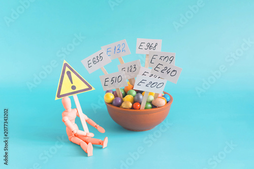 Картината върху платно Warning about the dangers posed by food additives, concept