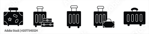 Foto simple suitcase luggage travel bag icon line set trip packing weight carry bagga