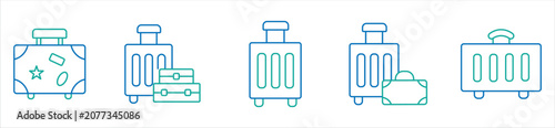 Fényképezés simple suitcase luggage travel bag icon line set trip packing weight carry bagga