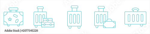 Foto simple suitcase luggage travel bag icon line set trip packing weight carry bagga