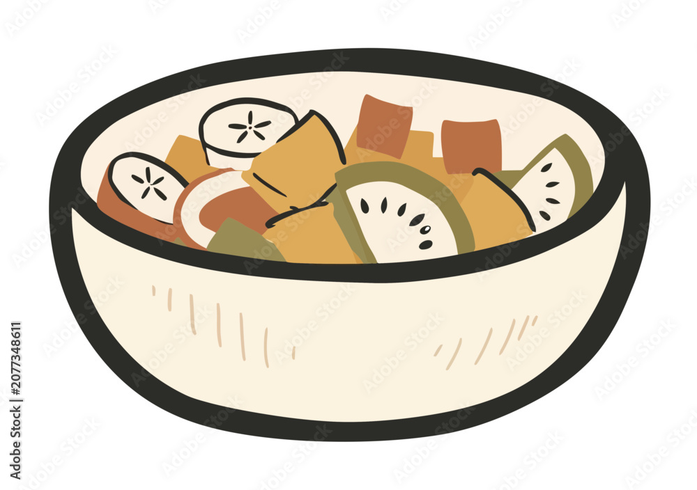 Fototapeta premium Fresh Fruit Salad Bowl Healthy Breakfast Meal.