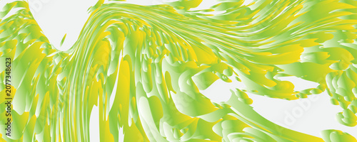 Abstract Lime Green and Yellow Fluid Swirl Panoramic Background
