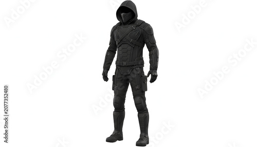 Man wearing black hoodie and pants.