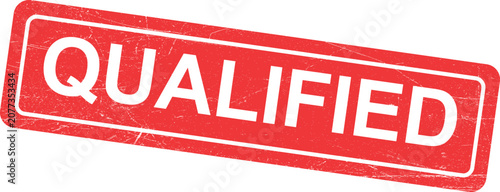 Fotografie Grunge red qualified rubber stamp icon