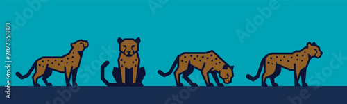 Photography Illustration of a cheetah in various poses, showing different movements and actions of the wild cat