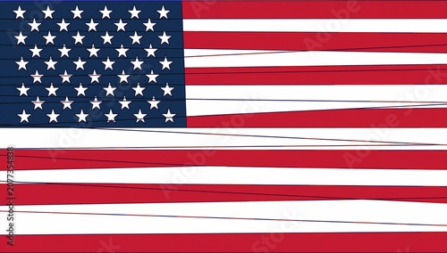 American Flag Waving in Wind with Bright Colors and Dynamic Composition