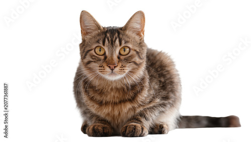 Tablou pe pânză Tabby cat with yellow eyes sitting and looking forward