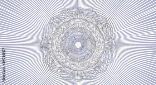 Intricate soft lilac and pale blue guilloche pattern featuring a central detailed rosette mandala and radial sunburst lines on a white background for security certificate design.