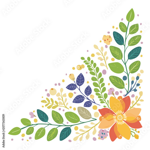 Colorful floral corner vector illustration
