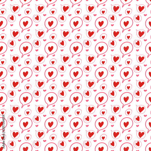 Red Hearts in Speech Bubbles Chat Seamless Pattern