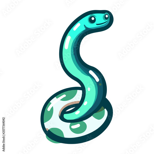 Cute teal snake flat vector illustration