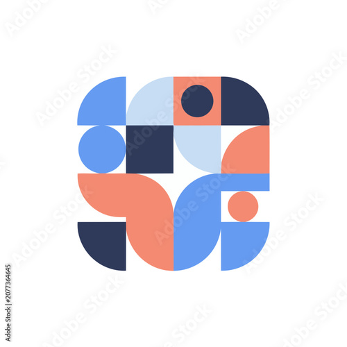 Abstract Geometric Logo with Flat Design Shapes