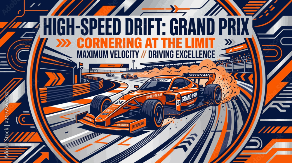Obraz premium High Speed Race Car Looping Track Danger Zone Action Extreme Sport