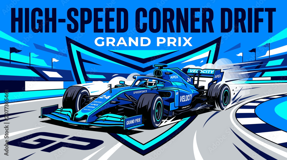 Obraz premium High Speed Grand Prix Corner Drift Racing Action