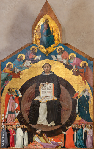 PISA, ITALY - JUNE 25, 2026: The painting Triump of St. Thomas Aquinas in the...