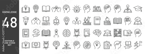 Foto Set of 48 outline icons related to knowledge