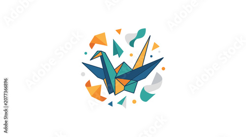 Abstract Origami Bird with Geometric Shapes Vector Illustration