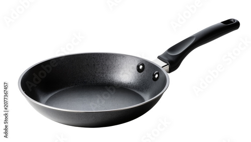 Black non-stick frying pan with black handle