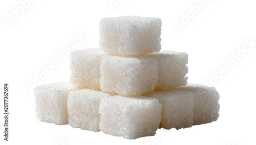 Quadro su tela Stack of white sugar cubes with rough texture