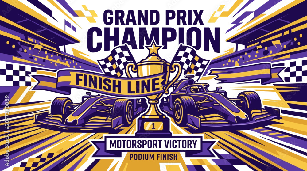 Obraz premium Grand Prix Champion Motorsport Victory Podium Finish Trophy Celebration