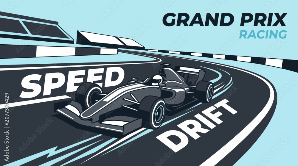 Obraz premium Formula One Grand Prix Racing Speed And Drift On Track