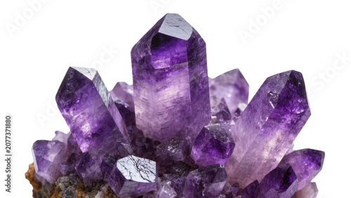 Fotografi Amethyst crystal cluster with sharp purple points