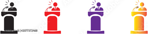 Fotografie Public Speaking Podium Presenter Icon Set for Business Conferences, Professional