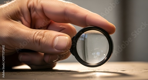 Person Holding a Magnifying Lens: Detailed Close-up