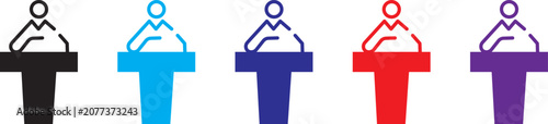 Foto Public Speaking Podium Presenter Icon Set for Business Conferences, Professional
