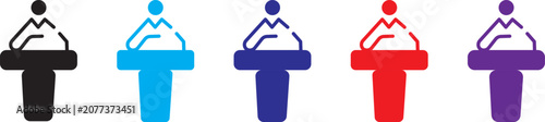 Foto Public Speaking Podium Presenter Icon Set for Business Conferences, Professional