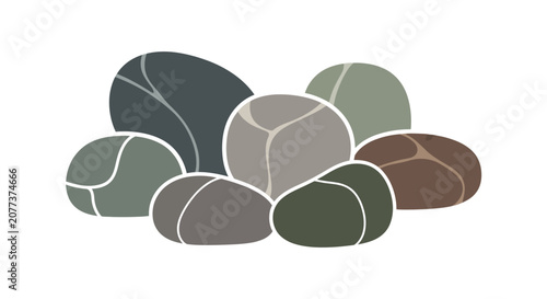Photos Vector stones, rocks, pebbles, illustration, gray, green, brown, earthy tones, n