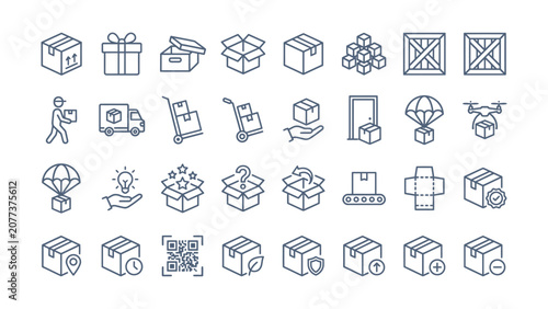 Photos A versatile collection of modern outline icons representing shipping logistics p