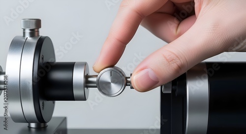 Precision adjustment of industrial machinery instrument, detail.