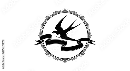 Black bird flying in circle.