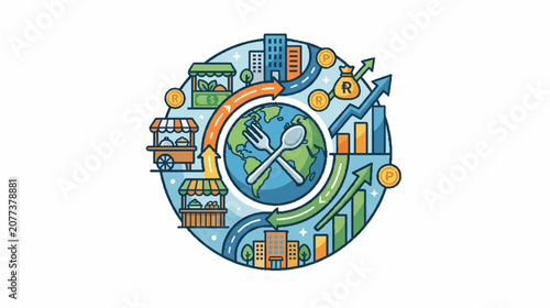 Financial Growth and Economy Halftone Icons