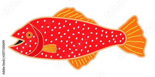 Photography Cute colorful hand drawn fish sticker for kids on a white background